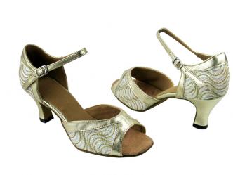 dansschoenen witte glitters goud motief  
